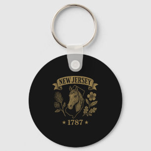 New Jersey 1787 Vintage Horse Oak Pine Nature Heri Keychain