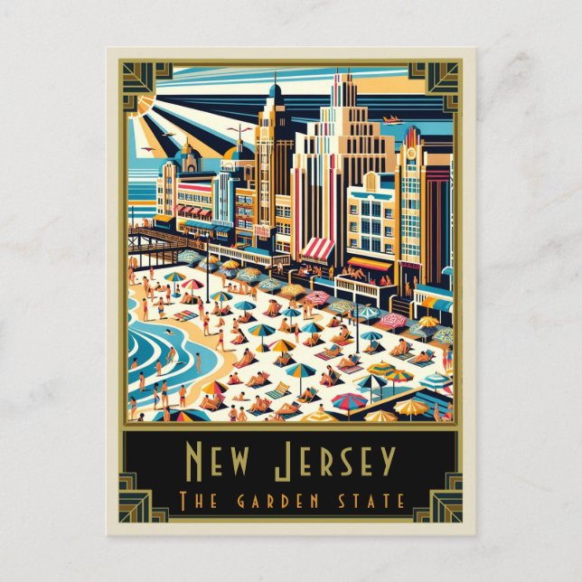 New Jersey | Art Deco Postcard (Front)
