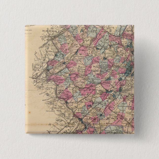 New Jersey Atlas map Pinback Button (Front)