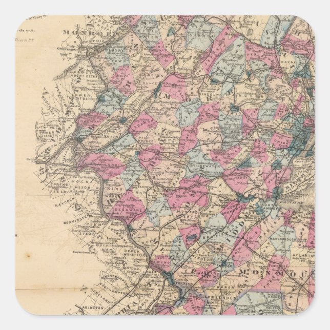 New Jersey Atlas map Square Sticker (Front)