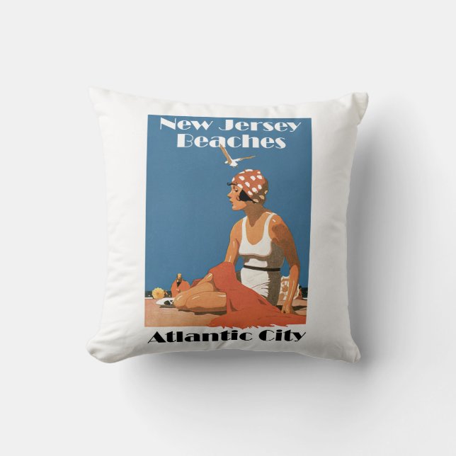 New Jersey Beaches ~ Atlantic City Throw Pillow (Front)