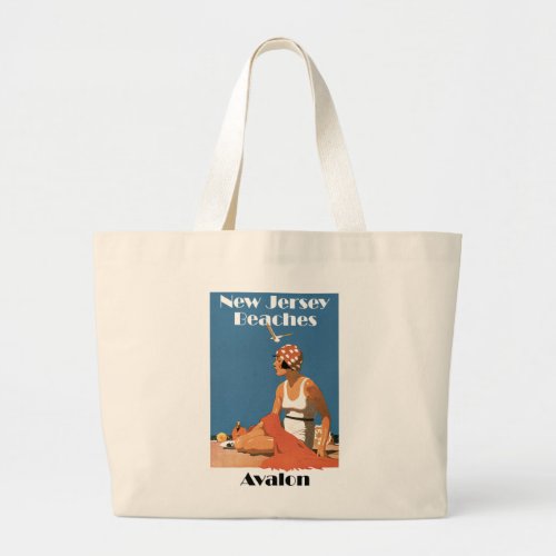 New Jersey Beaches  Avalon Large Tote Bag