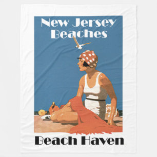 New Jersey Beaches ~ Beach Haven Fleece Blanket