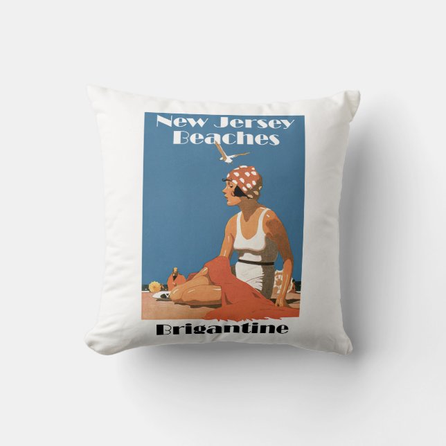 New Jersey Beaches ~ Brigantine Throw Pillow (Front)