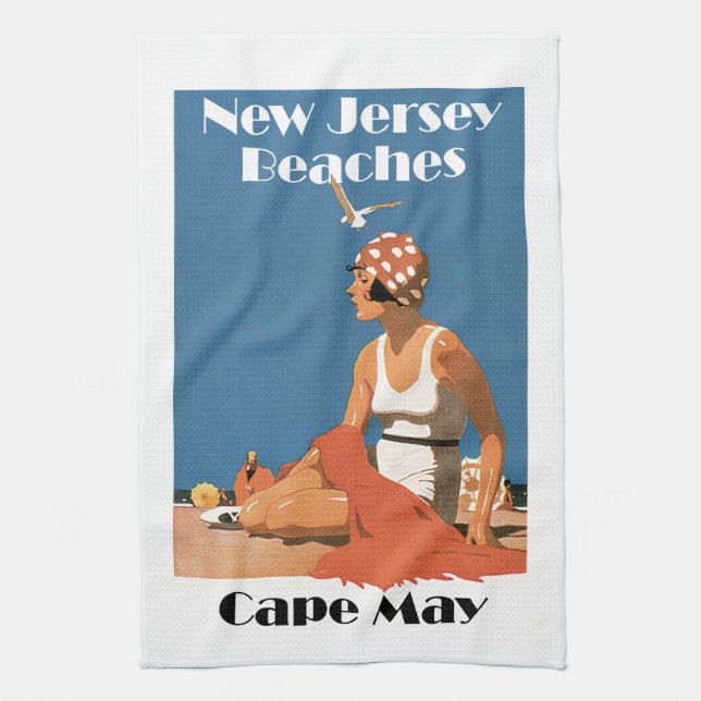 New Jersey Beaches ~ Cape May Kitchen Towel (Vertical)