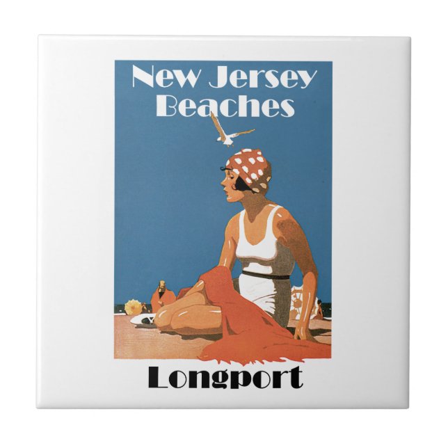 New Jersey Beaches ~ Longport Ceramic Tile (Front)