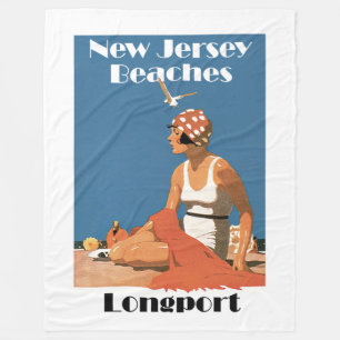 New Jersey Beaches ~ Longport Fleece Blanket