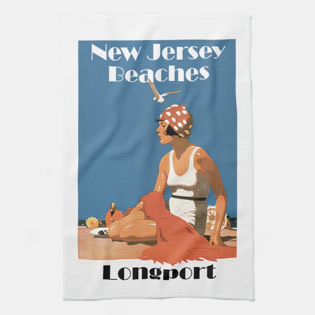 New Jersey Beaches ~ Longport Kitchen Towel (Vertical)