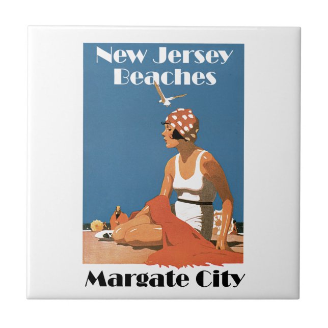 New Jersey Beaches ~ Margate City Ceramic Tile (Front)