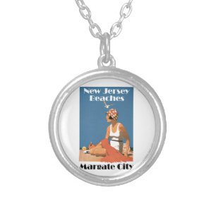 New Jersey Beaches ~ Margate City Silver Plated Necklace