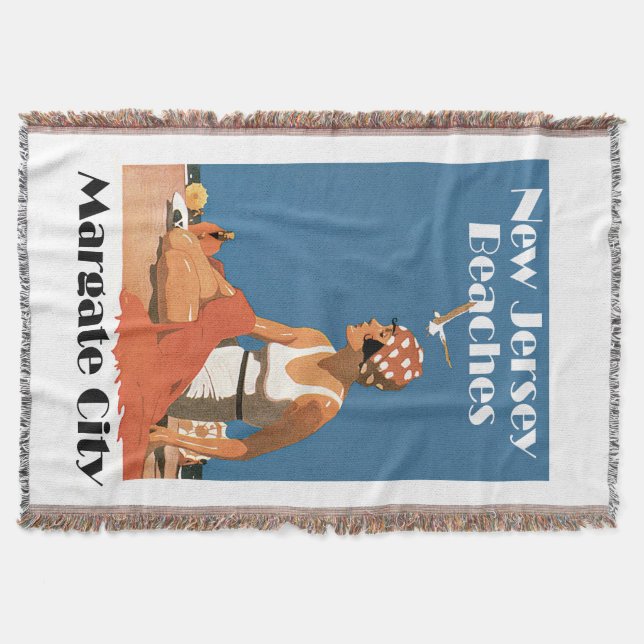 New Jersey Beaches ~ Margate City Throw Blanket (Front)