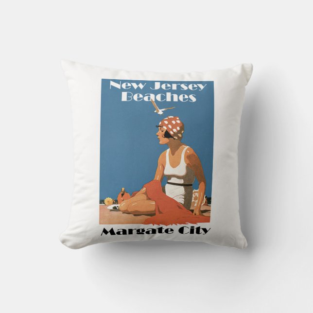 New Jersey Beaches ~ Margate City Throw Pillow (Front)
