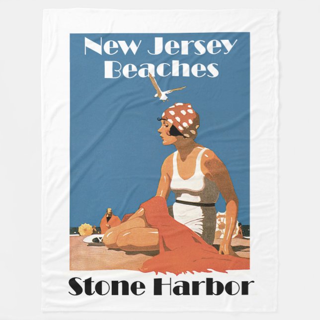New Jersey Beaches ~ Stone Harbor Fleece Blanket (Front)