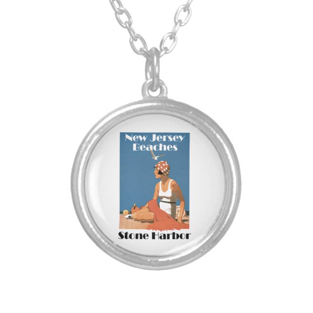 New Jersey Beaches ~ Stone Harbor Silver Plated Necklace (Front)