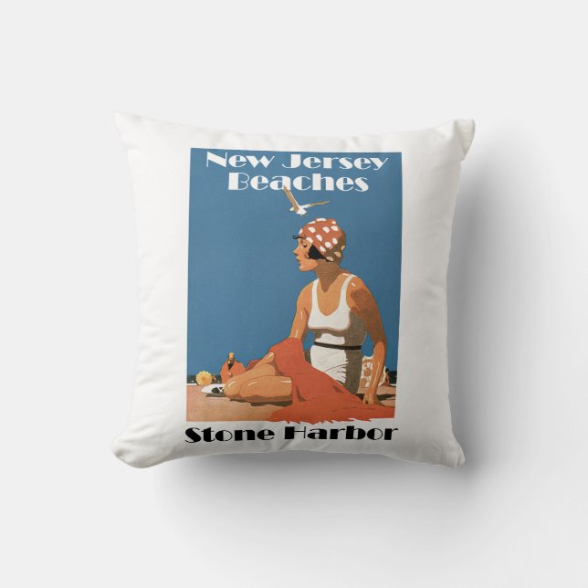 New Jersey Beaches ~ Stone Harbor Throw Pillow (Front)