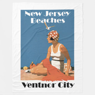 New Jersey Beaches ~ Ventnor City Fleece Blanket
