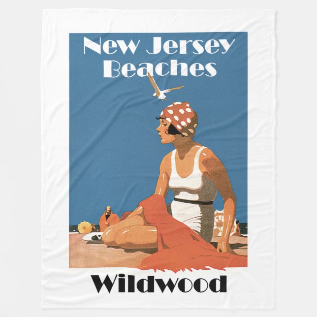 New Jersey Beaches ~ WildWood Fleece Blanket (Front)