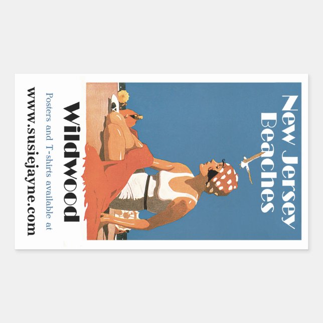New Jersey Beaches ~ Wildwood Rectangular Sticker (Front)