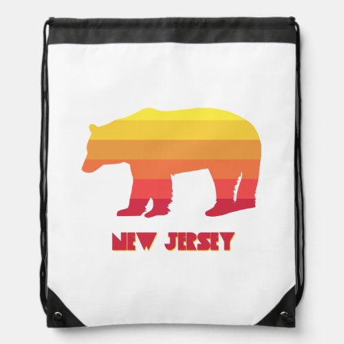 New Jersey Bear Rainbow Drawstring Bag