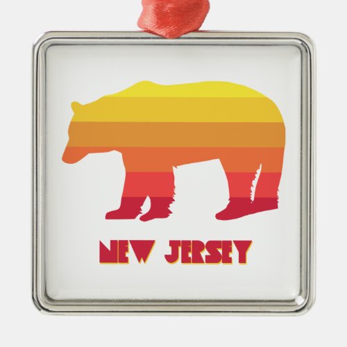 New Jersey Bear Rainbow Metal Ornament