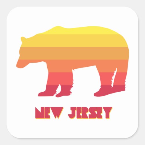 New Jersey Bear Rainbow Square Sticker