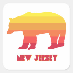New Jersey Bear Rainbow Square Sticker