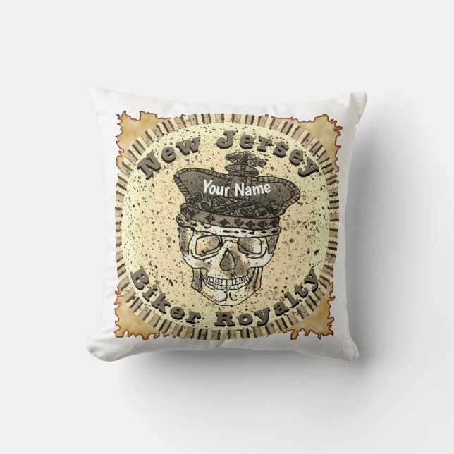New Jersey Biker  Throw Pillow (Front)