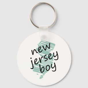 New Jersey Boy on Child's New Jersey Map Drawing Keychain