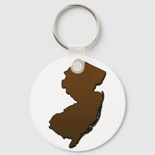 New Jersey Brown Outline Keychain