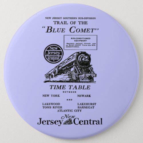 New Jersey Central Blue Comet Train Button