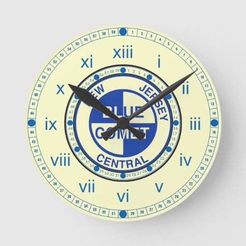 New Jersey Central Blue Comet Train Logo Round Clock