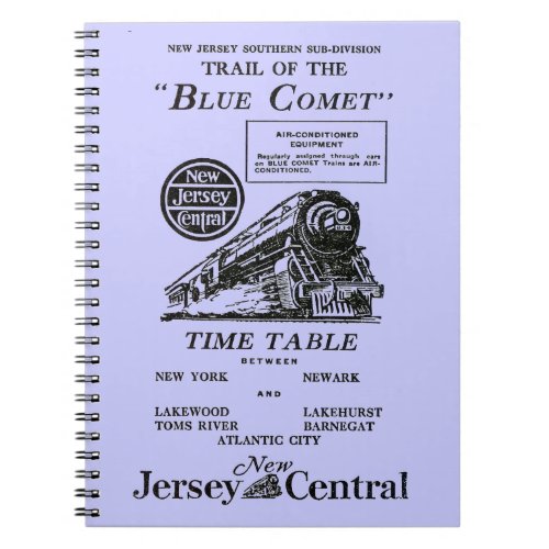 New Jersey Central Blue Comet Train Notebook