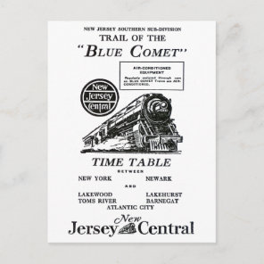 New Jersey Central Blue Comet Train Postcard