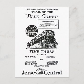 New Jersey Central Blue Comet Train Postcard by stanrail at Zazzle