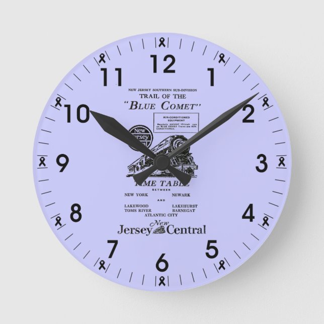 New Jersey Central Blue Comet Train Wall Clock (Front)