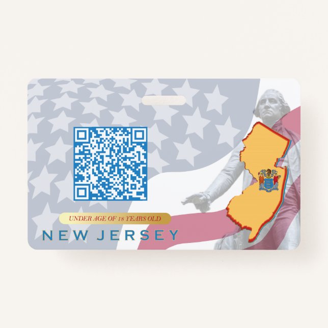 NEW JERSEY -Child ID -USA Flag Background Badge (Back)