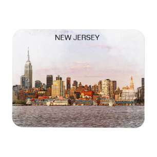 New Jersey Cityscape Panorama View Magnet