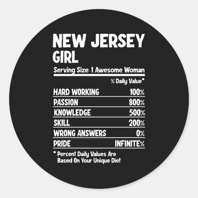 New Jersey Classic Round Sticker (Front)