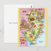 New Jersey Colorfully Illustrated Postcard