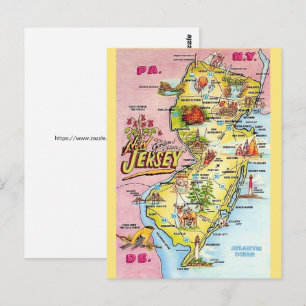 New Jersey Colorfully Illustrated Postcard