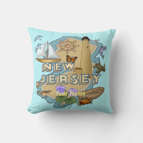 New Jersey custom name Throw Pillow