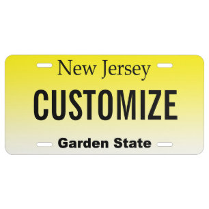 New Jersey Customized Vanity License Plate