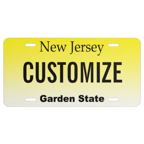 New Jersey Customized Vanity License Plate