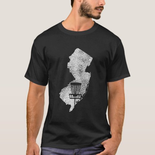 New Jersey Disc Golf State With Basket Distressed  T_Shirt