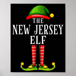 New Jersey Elf Christmas Matching Family Group Pjs Poster