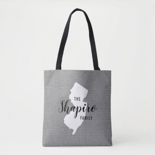 New Jersey Family Monogram State Tote Bag