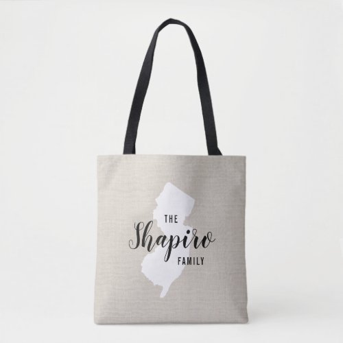 New Jersey Family Monogram State Tote Bag