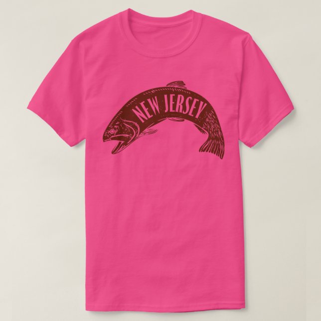 New Jersey Fish Wordmark Brown T-Shirt (Design Front)