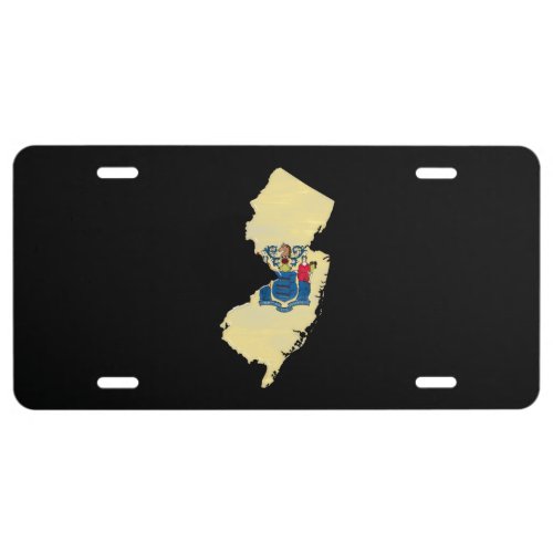 New Jersey flag and map License Plate