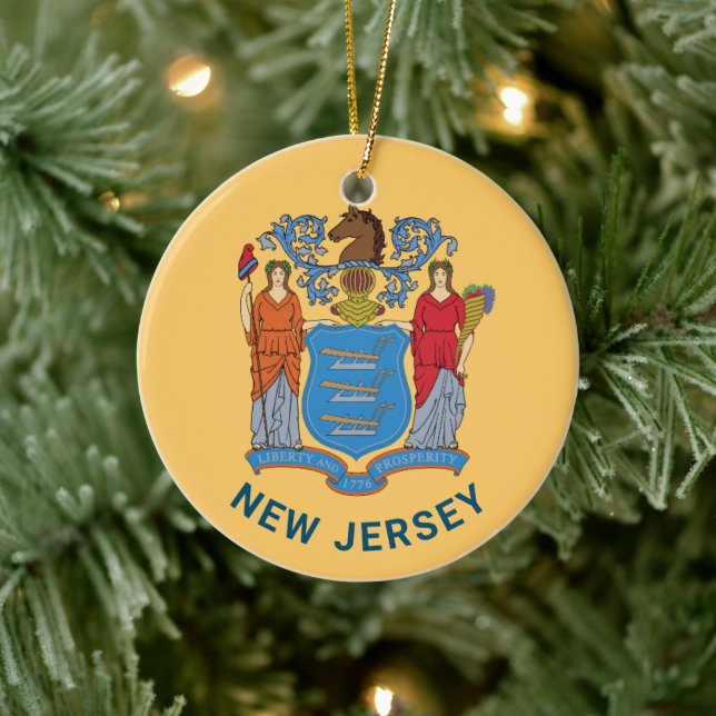 New Jersey Flag Ceramic Ornament (Tree)